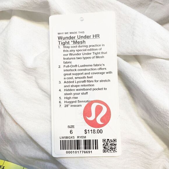 Lululemon Wunder Under HR Tight *MESH Design Luxtreme RYEM Green LW5BGXS Size 6 - Picture 8 of 8